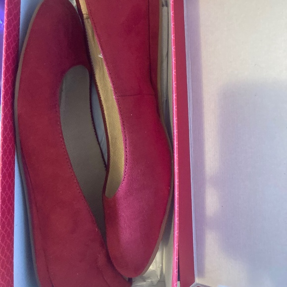 Shoes - Crimson Red Microsuede Flats